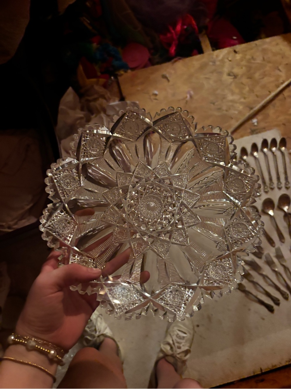 Clear Cut Glass Decorative Serving Plate